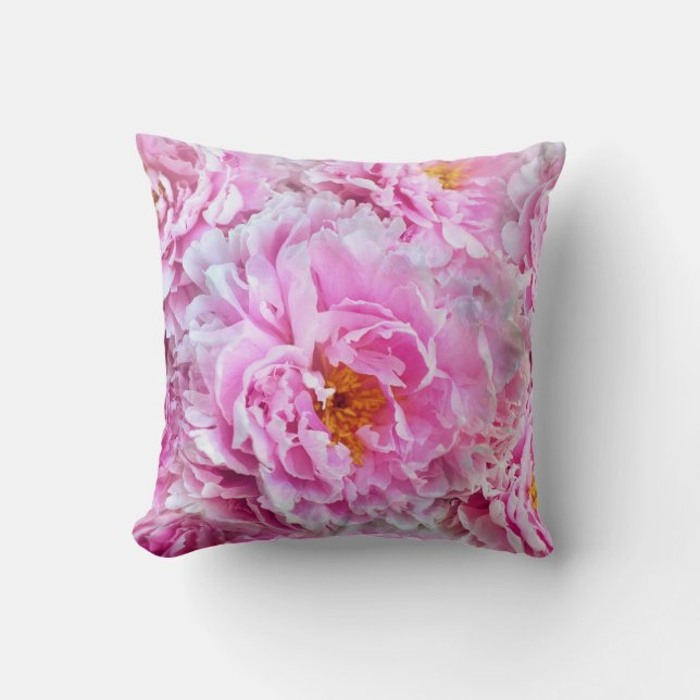 Shabby Chic Pink Pastel Pink Peonies Kussen (Voorkant)