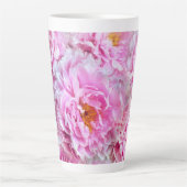 Shabby Chic Pink Pastel Pink Peonies Latte Mok (Voorkant)