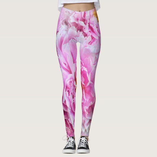 Shabby Chic Pink Pastel Pink Peonies Leggings (Voorkant)