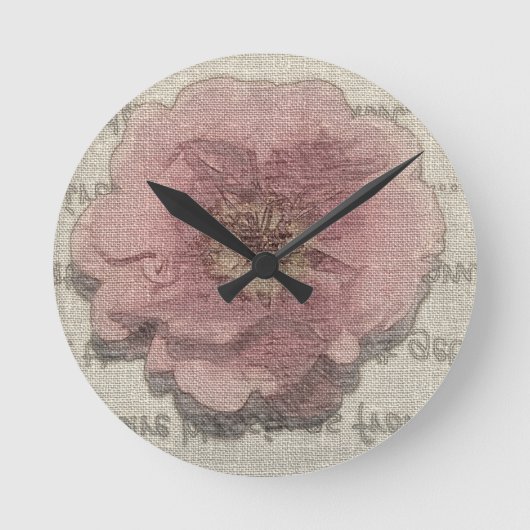 Shabby Chic  Pink Pastel Roos wandklok (Voorkant)