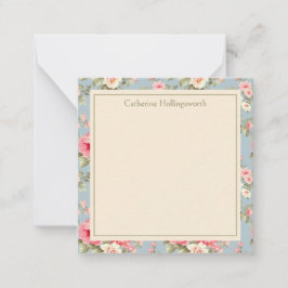 Shabby Chic Pink Peony Floral Personalized Notitiekaartje