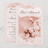 Shabby Chic Pink Peony Flowers Bat Mitzvah Kaart (Voorkant / Achterkant)