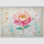Shabby Chic Pink Peony Waterverf S9 Decoupage Tissuepapier (Voorkant)