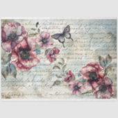 Shabby Chic Pink Poppies & Butterfly Decoupage Tissuepapier (Voorkant)