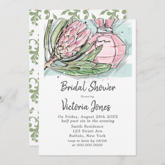 Shabby Chic Pink Protea Vrijgezellenfeest Kaart (Voorkant / Achterkant)