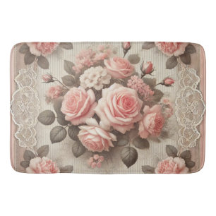 Shabby Chic Pink Rose Bloemen Badmat