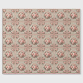  Shabby Chic Pink Rose Bloemen Cadeaupapier (Vlak)