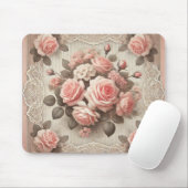  Shabby Chic Pink Rose Bloemen Muismat (Met muis)