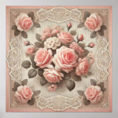  Shabby Chic Pink Rose Bloemen Poster (Voorkant)