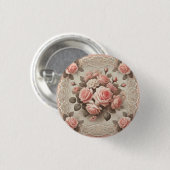 Shabby Chic Pink Rose Bloemen Ronde Button 3,2 Cm (Voorkant /achterkant)