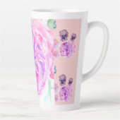 Shabby Chic Pink Rose Bloemen Spot Rozen Latte Mok (Rechts)