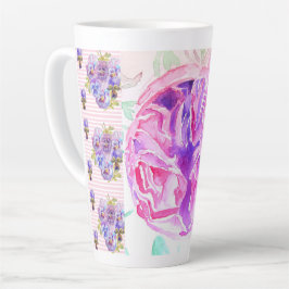 Shabby Chic Pink Rose Bloemen Spot Rozen Latte Mok