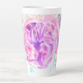 Shabby Chic Pink Rose Bloemen Spot Rozen Latte Mok (Voorkant)