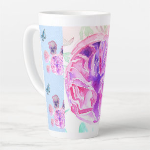 Shabby Chic Pink Rose Bloemen Spot Rozen Latte Mok