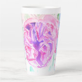 Shabby Chic Pink Rose Bloemen Spot Rozen Latte Mok (Voorkant)
