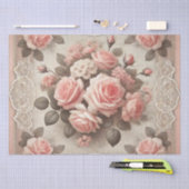  Shabby Chic Pink Rose Bloemen Tissuepapier (Craft)