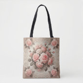 Shabby Chic Pink Rose Bloemen Tote Bag (Voorkant)