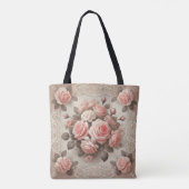  Shabby Chic Pink Rose Bloemen Tote Bag (Achterkant)