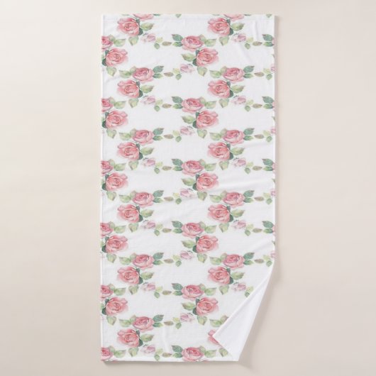 Shabby Chic Pink Rose Floral Badhanddoek (Badhanddoek)