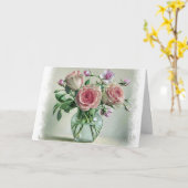 Shabby Chic Pink Rose Floral Blank Card Kaart (Gele Bloem)