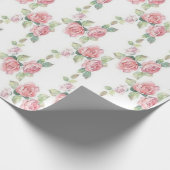 Shabby Chic Pink Rose Floral Cadeaupapier (Hoek)