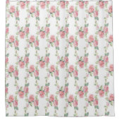 Shabby Chic Pink Rose Floral Douchegordijn (Voorkant)