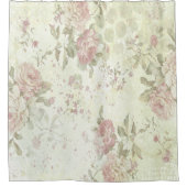 Shabby Chic Pink Rose Floral Douchegordijn (Voorkant)