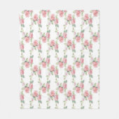 Shabby Chic Pink Rose Floral Fleece Deken (Voorkant)