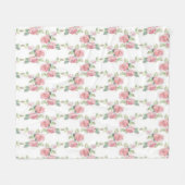 Shabby Chic Pink Rose Floral Fleece Deken (Voorkant (Horizontaal))