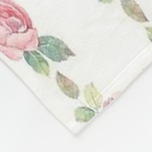 Shabby Chic Pink Rose Floral Fleece Deken (Hoek)