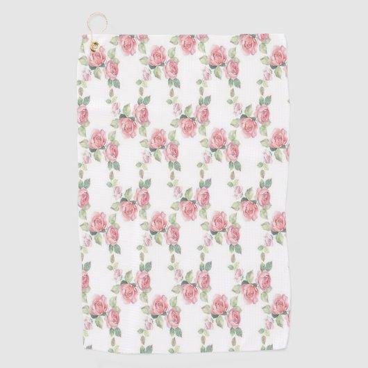 Shabby Chic Pink Rose Floral Golfhanddoek (Voorkant)