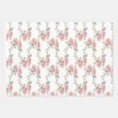 Shabby Chic Pink Rose Floral Inpakpapier Vel (Voorkant 3)