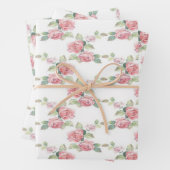 Shabby Chic Pink Rose Floral Inpakpapier Vel (In situ)