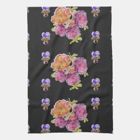 Shabby Chic Pink Rose Floral Kitchen Tea Towel Theedoek (Verticaal)