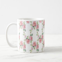 Shabby Chic Pink Rose Floral Koffiemok