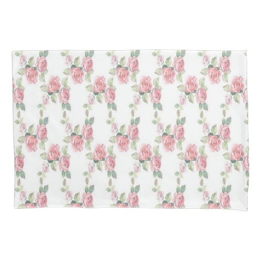 Shabby Chic Pink Rose Floral Kussensloop (Voorkant)