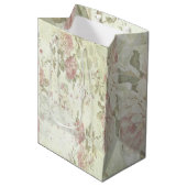 Shabby Chic Pink Rose Floral Medium Cadeauzakje (Voorkant Gekanteld)