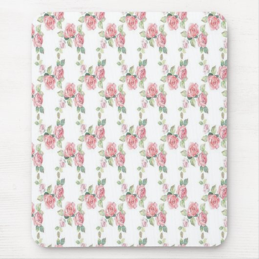 Shabby Chic Pink Rose Floral Muismat (Voorkant)