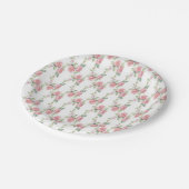 Shabby Chic Pink Rose Floral Papieren Bordje (Gekanteld)