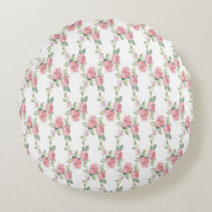 Shabby Chic Pink Rose Floral Rond Kussen
