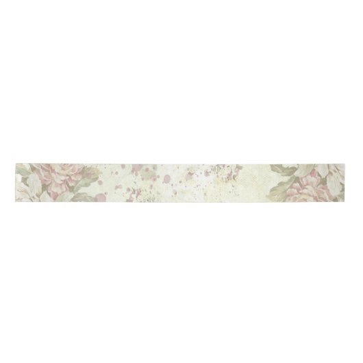 Shabby Chic Pink Rose Floral Satijnen Lint (Voorkant)