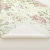 Shabby Chic Pink Rose Floral Sherpa Blanket Deken (3/4)