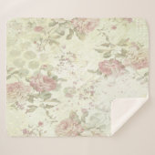 Shabby Chic Pink Rose Floral Sherpa Blanket Deken (Voorkant (horizontaal))
