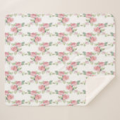 Shabby Chic Pink Rose Floral Sherpa Deken (Voorkant (horizontaal))