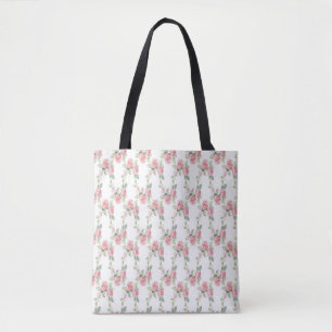 Shabby Chic Pink Rose Floral Tote Bag