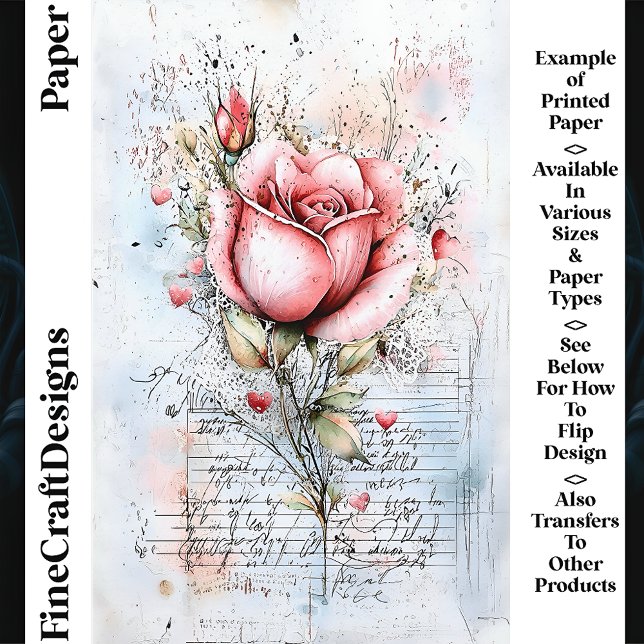 Shabby Chic Pink Rose & Hearts CJ8 Scrapbook Paper (Creator heeft geüpload)