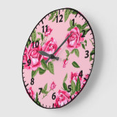 Shabby Chic Pink Rose Pattern-Rozen Grote Klok (Hoek)