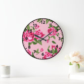 Shabby Chic Pink Rose Pattern-Rozen Grote Klok (Huis)