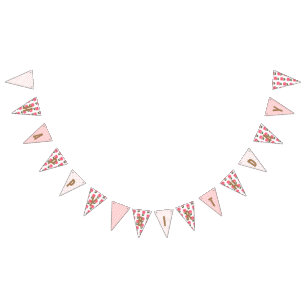 Shabby Chic Pink Rose Polka Dots Vlaggetjes
