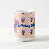 Shabby Chic Pink Rose Rozen en Violets florale Mok (Center)